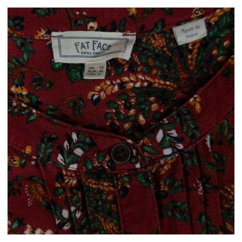 FatFace Top UK 12 Red Floral Print 100% Viscose Sleeveless Tunic Blouse by Fat Face – | RewearableUK
