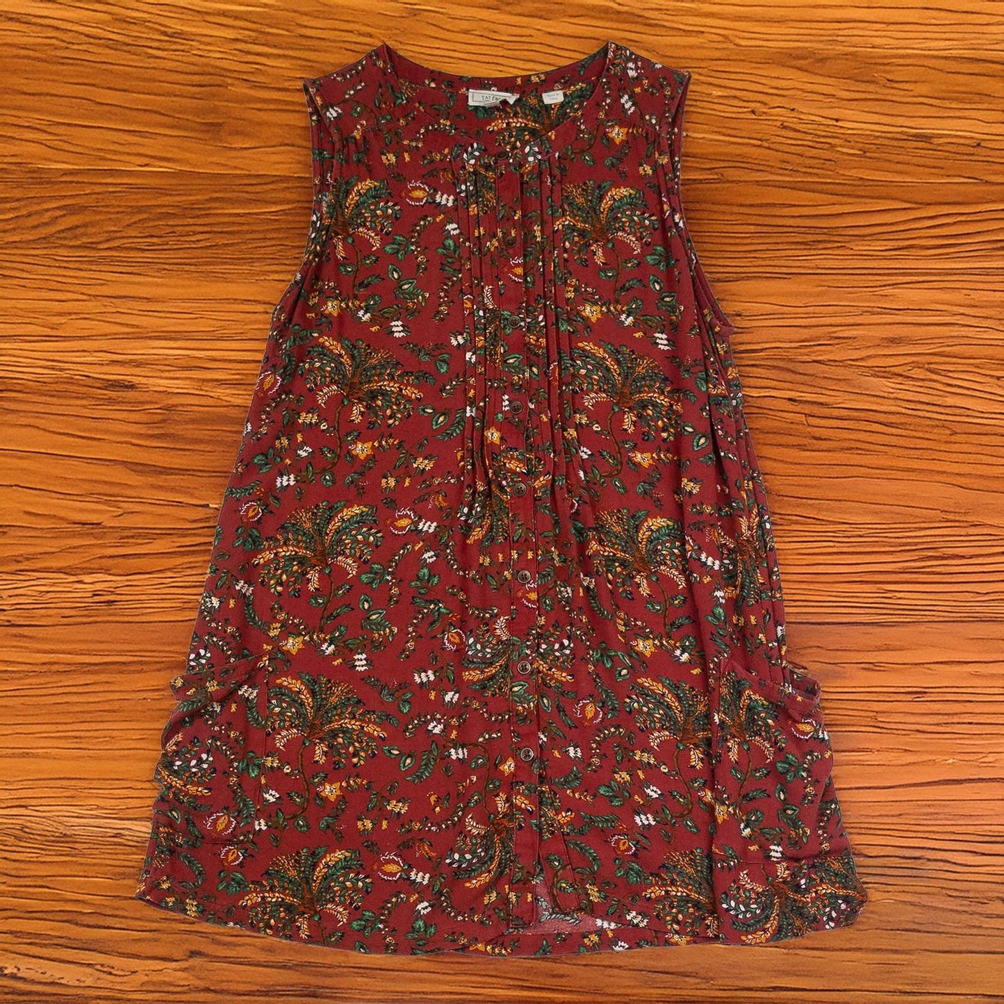 FatFace Top UK 12 Red Floral Print 100% Viscose Sleeveless Tunic Blouse by Fat Face – | RewearableUK