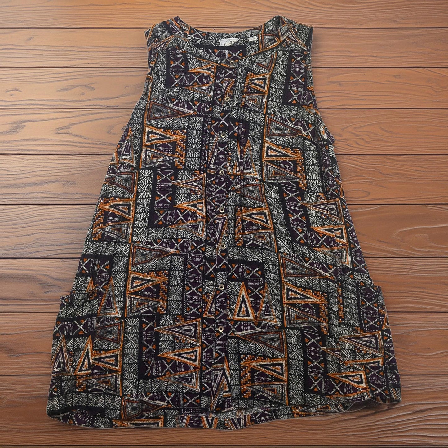 FatFace Tunic Top UK 10 Purple Orange Aztec Tribal Print Sleeveless Pockets by Fat Face – | RewearableUK