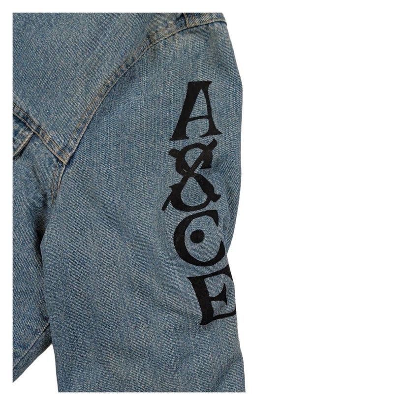 Flatbush Denim Sherpa Trucker Jacket L Blue Graphic Sleeves – product photo 3 | RewearableUK