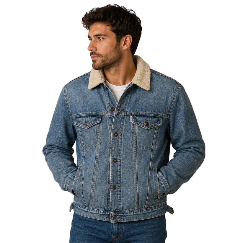 Flatbush Denim Sherpa Trucker Jacket L Light Blue Graphic – Jacket product photo 1 | RewearableUK