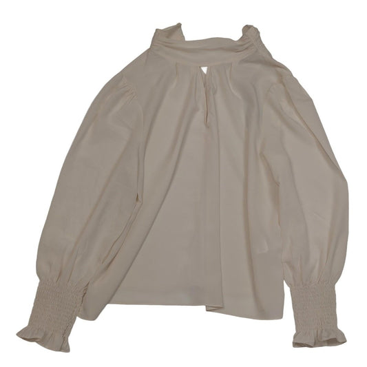 French Connection Cream Blouse Size M Medium Porcelain High Neck Smocked Cuff by French Connection – | RewearableUK