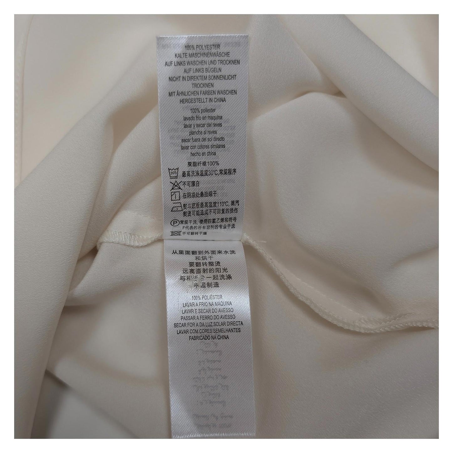 French Connection Cream Blouse Size M Medium Porcelain High Neck Smocked Cuff by French Connection – | RewearableUK