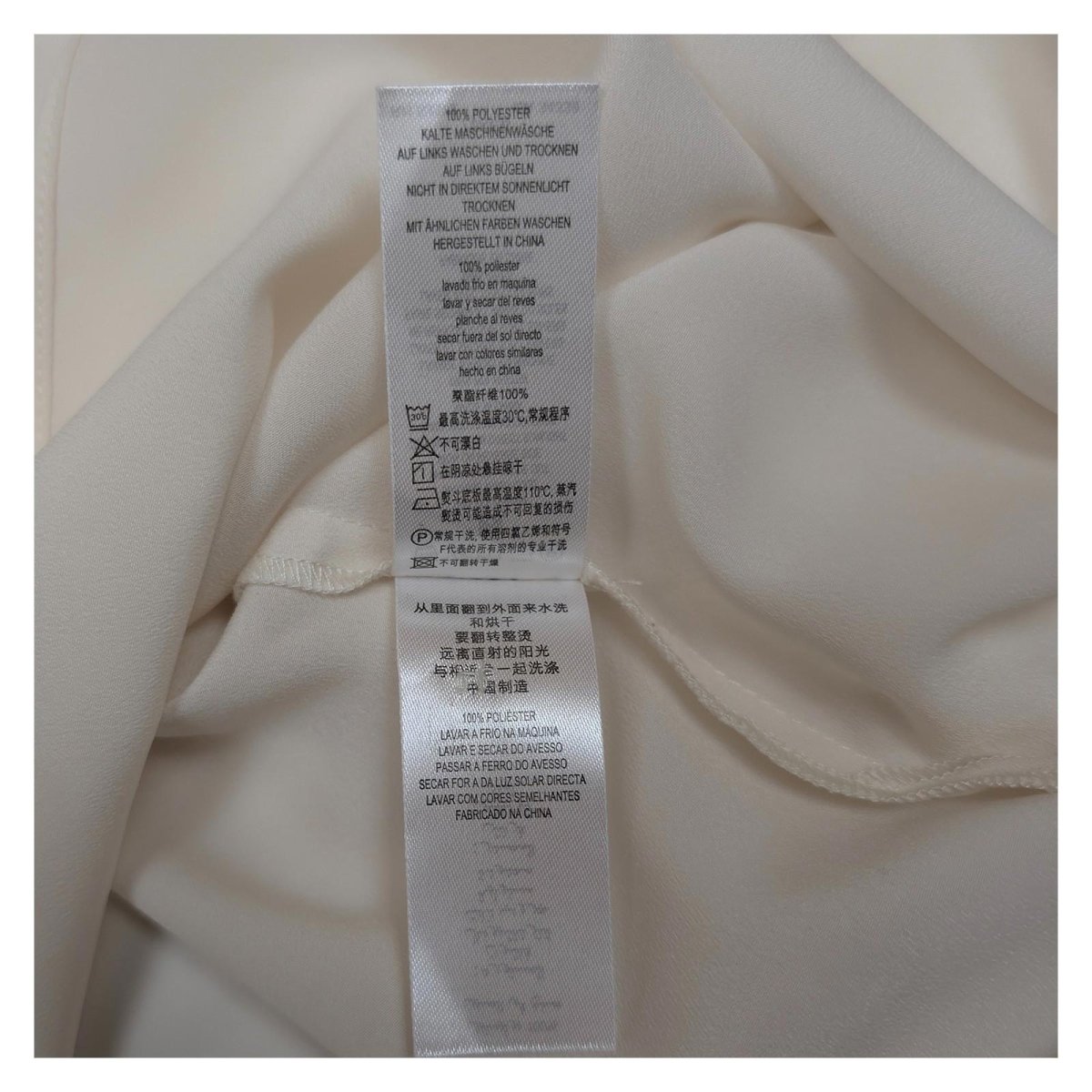 French Connection Cream Blouse Size M Medium Porcelain High Neck Smocked Cuff by French Connection – | RewearableUK