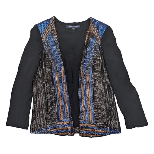 French Connection Sequin Jacket UK 6 Blue Bronze Black Open Front Party Bolero by French Connection – | RewearableUK