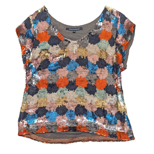 French Connection Sequin Top UK 10 Multi Colour Heavy Beaded Party Blouse Sparkl by French Connection – | RewearableUK