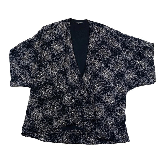 French Connection Woman Abstract Kimono Jacket Size M/L Viscose Open Front Black by French Connection – | RewearableUK
