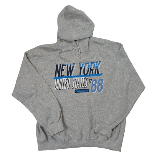 Gildan New York Empire State 1788 Hoodie L Grey Pullover USA Graphic – product photo 1 | RewearableUK