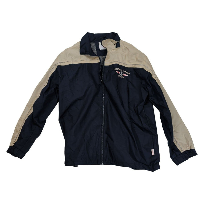 GOGO Sports Navy Beige Windbreaker Jacket L Boothbay Harbor Maine Full Zip – product photo 2 | RewearableUK