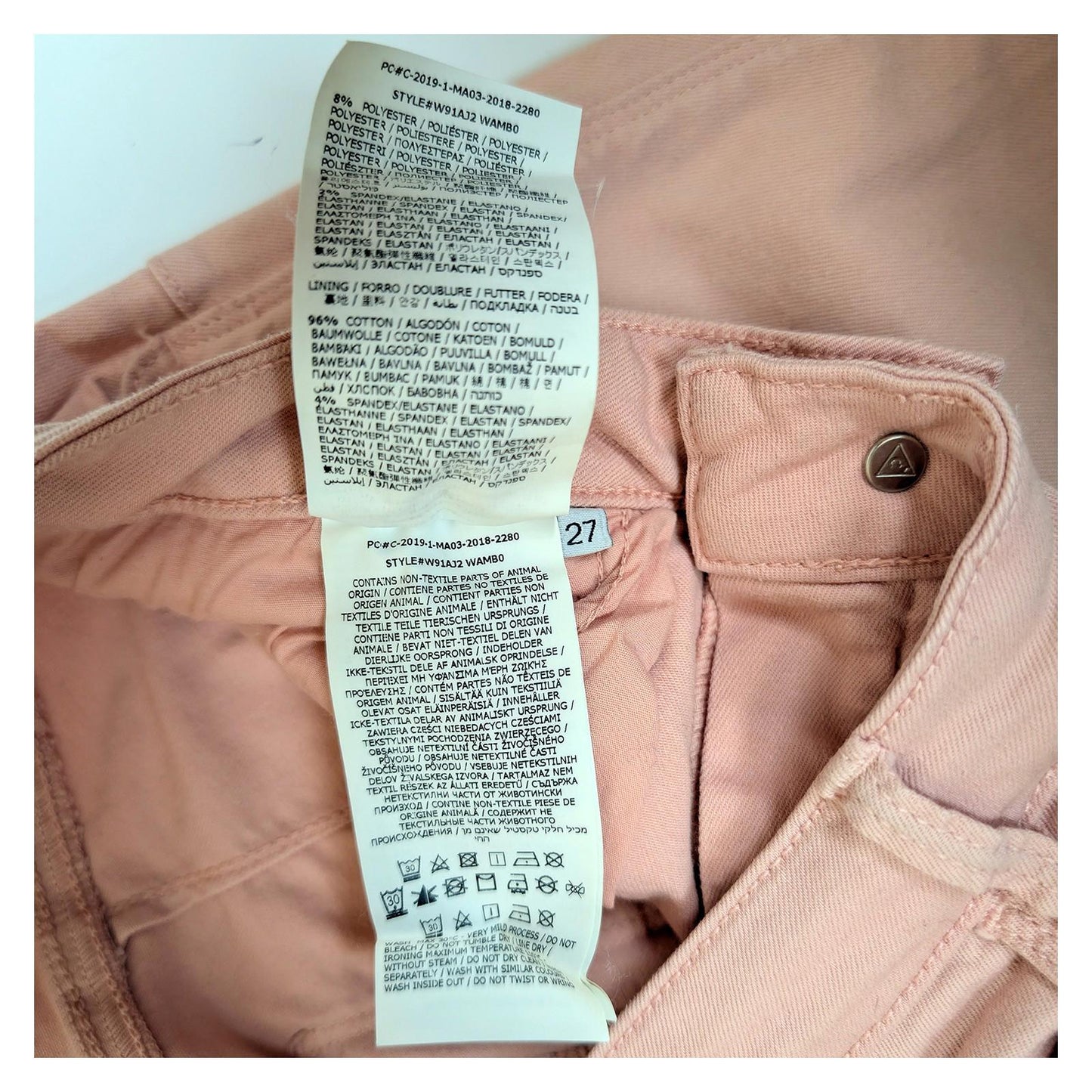 guess women size 27 pink curve x skinny mid rise stretch denim jeans trousers by GUESS – | RewearableUK