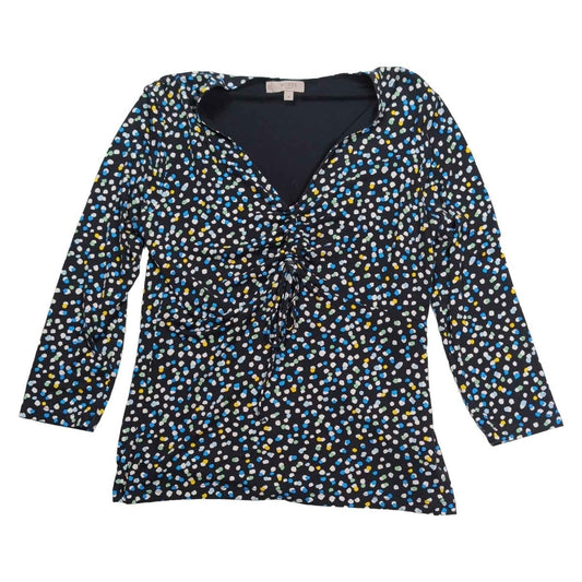 Hobbs London Women’s Spot Print Ruched Top Size M Black 3/4 Sleeve – product photo 1 | RewearableUK