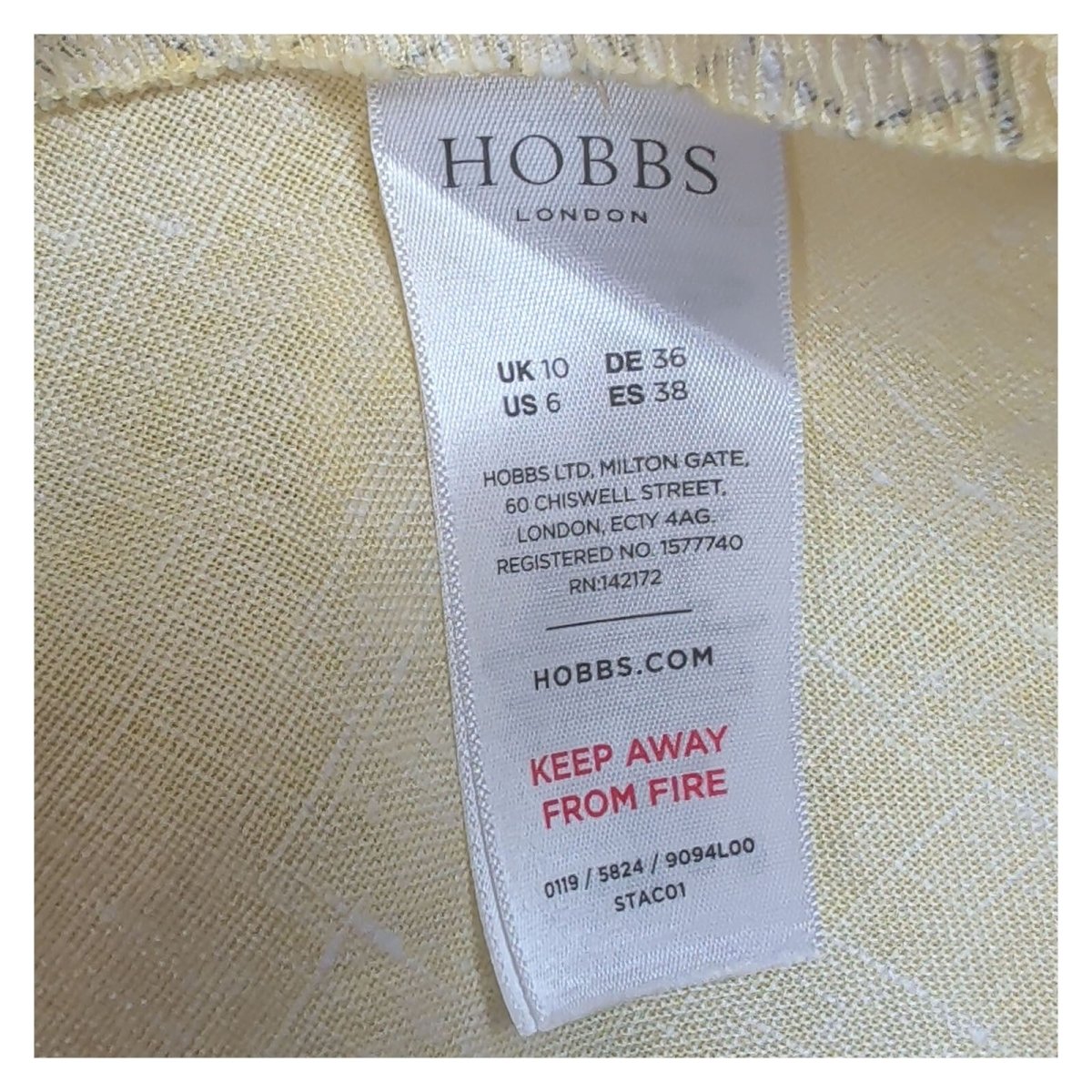 Hobbs Twitchill Pineapple Linen Dress UK 10 Yellow Belted Sleeveless – product photo 4 | RewearableUK