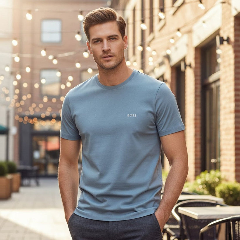 Hugo Boss Men's Blue Cotton Short Sleeve T-Shirt Size Medium Casual Top by Hugo Boss – shirt | RewearableUK