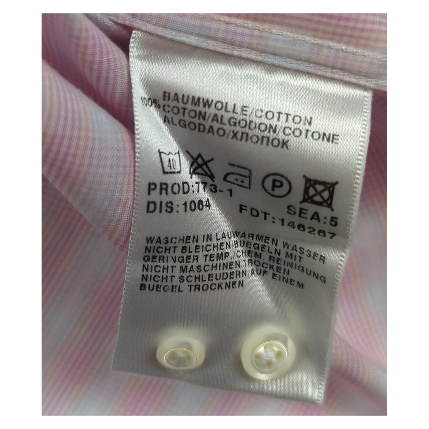 Hugo Boss Hugo Boss Men's Pink Check Cotton Shirt Size 44 Long Sleeve Casual Used shirt RewearableUK