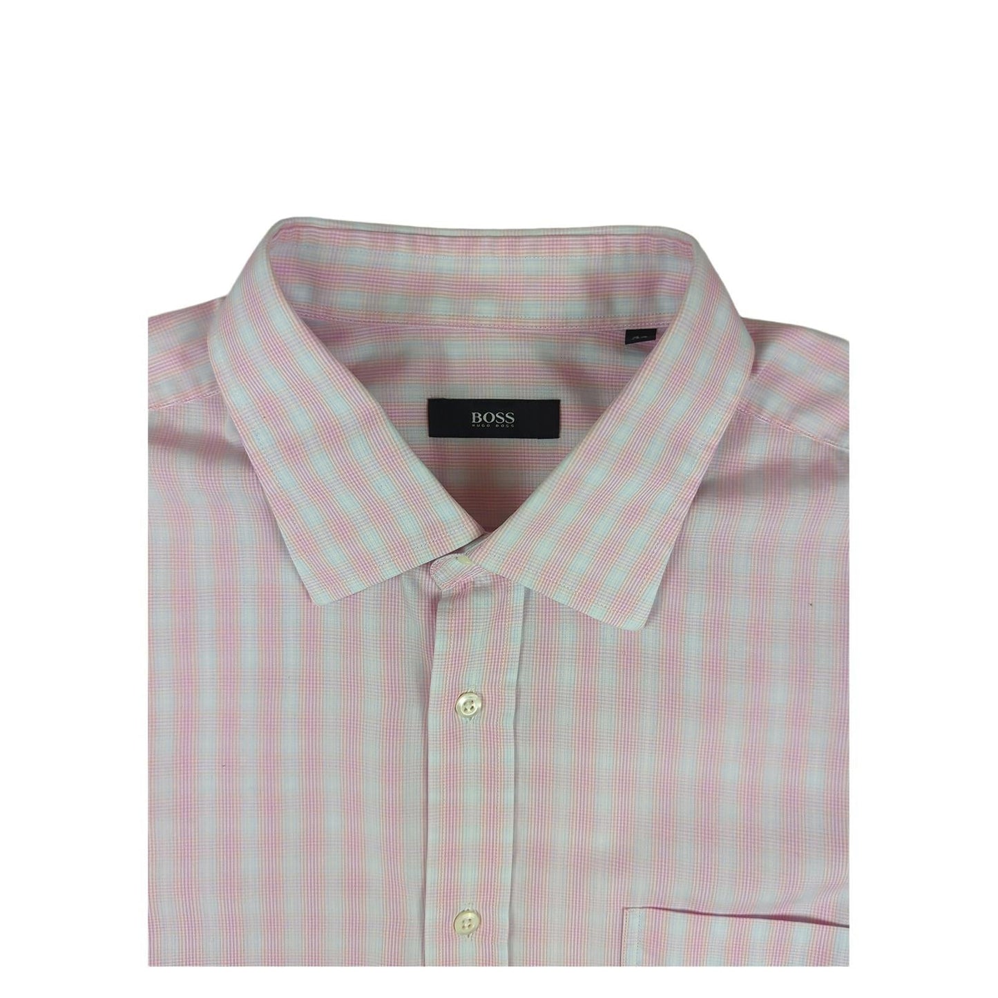 Hugo Boss Hugo Boss Men's Pink Check Cotton Shirt Size 44 Long Sleeve Casual Used shirt RewearableUK