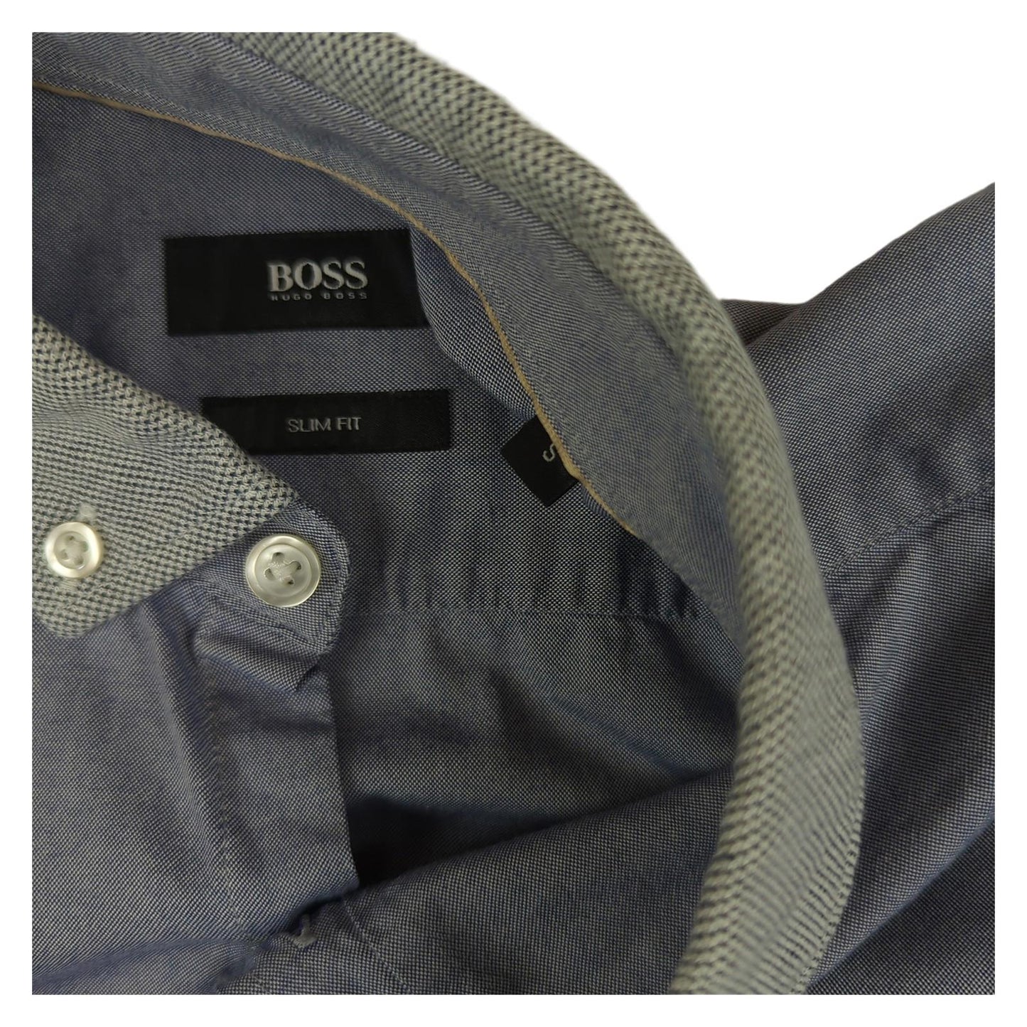 Hugo Boss Hugo Boss Mens Shirt S Small Blue White Slim Fit Short Sleeve Cotton Top Used shirt RewearableUK