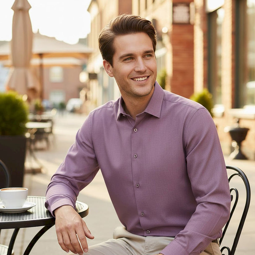 Hugo Boss Regular Fit Long Sleeve Shirt Purple | Men's 17" (L/XL) by Hugo Boss – shirt | RewearableUK