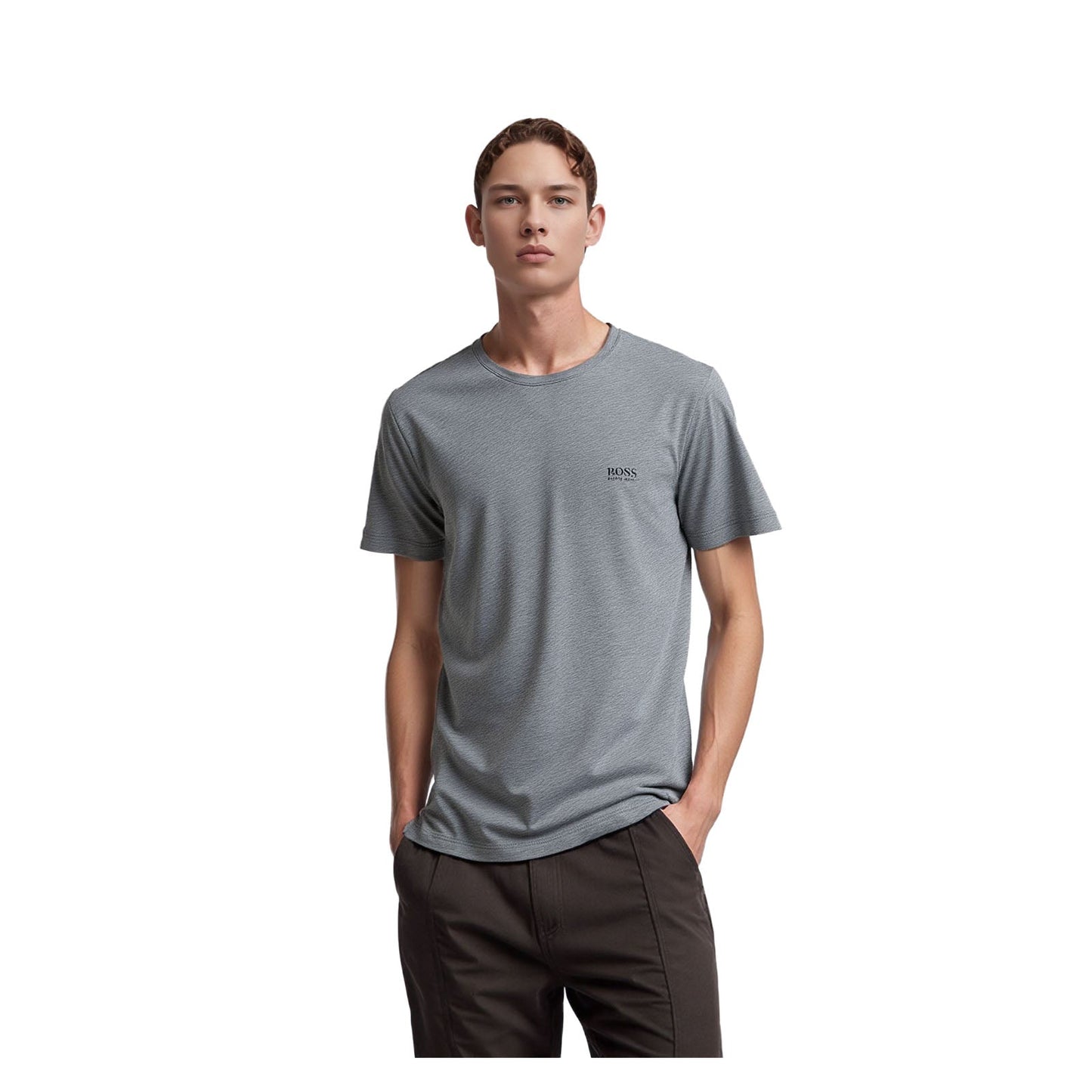 Hugo Boss Hugo Boss T-Shirt Mens S Small Grey Crew Neck 100% Cotton Casual Logo Top T-Shirts RewearableUK