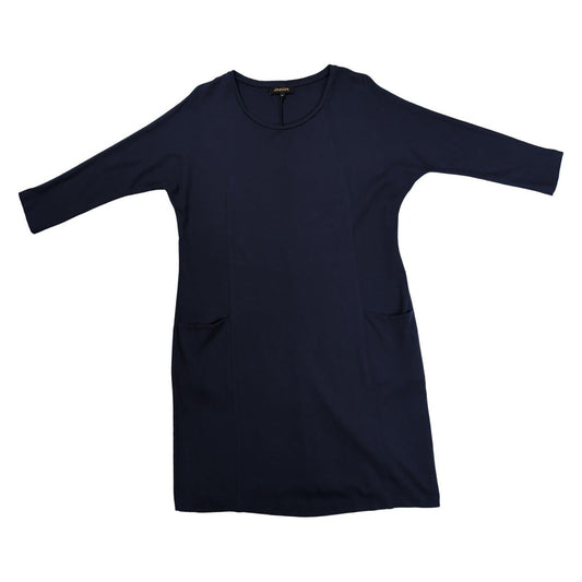 Jaeger Navy Blue Shift Dress Size M 3/4 Sleeve Pockets Jersey Work Office – product photo 1 | RewearableUK
