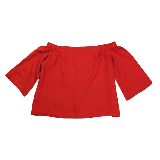 Jaeger Womens Linen Bardot Top UK 14 Burnt Orange Off Shoulder Blouse – product photo 1 | RewearableUK