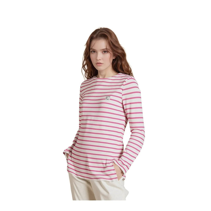 Joules Joules Women’s Pink Striped Cotton Top UK 8 3/4 Sleeve Casual Tee T-Shirts RewearableUK