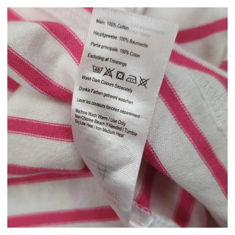 Joules Joules Women’s Pink Striped Cotton Top UK 8 3/4 Sleeve Casual Tee T-Shirts RewearableUK