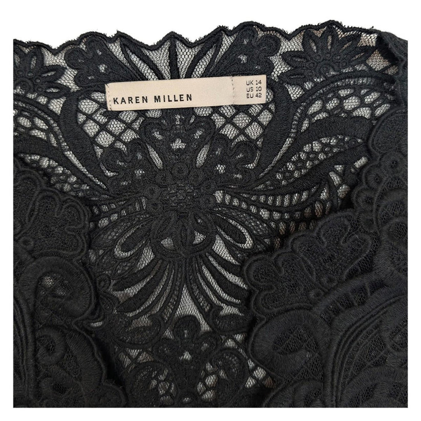 Karen Millen Black Lace Bolero Size UK 14 US 10 Guipure Cropped Jacket Wedding by Karen Millen – | RewearableUK