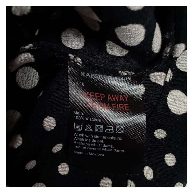 Karen Millen Black White Polka Dot Blouse UK 16 Balloon Sleeve Viscose – product photo 4 | RewearableUK