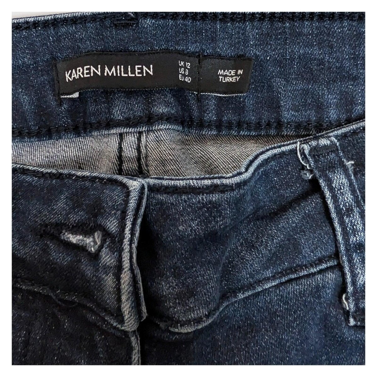 Karen Millen Dark Blue Skinny Jeans UK12 Slim Fit Stretch Denim by Karen Millen – JEANS | RewearableUK