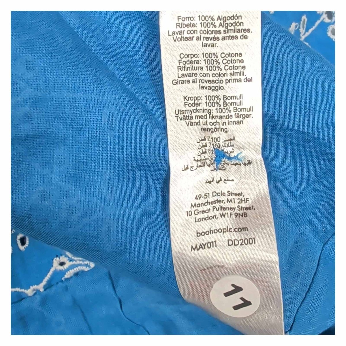 Karen Millen Petite Blue Broderie Blouse UK 12 Cotton Puff Sleeve Peplum – product photo 5 | RewearableUK