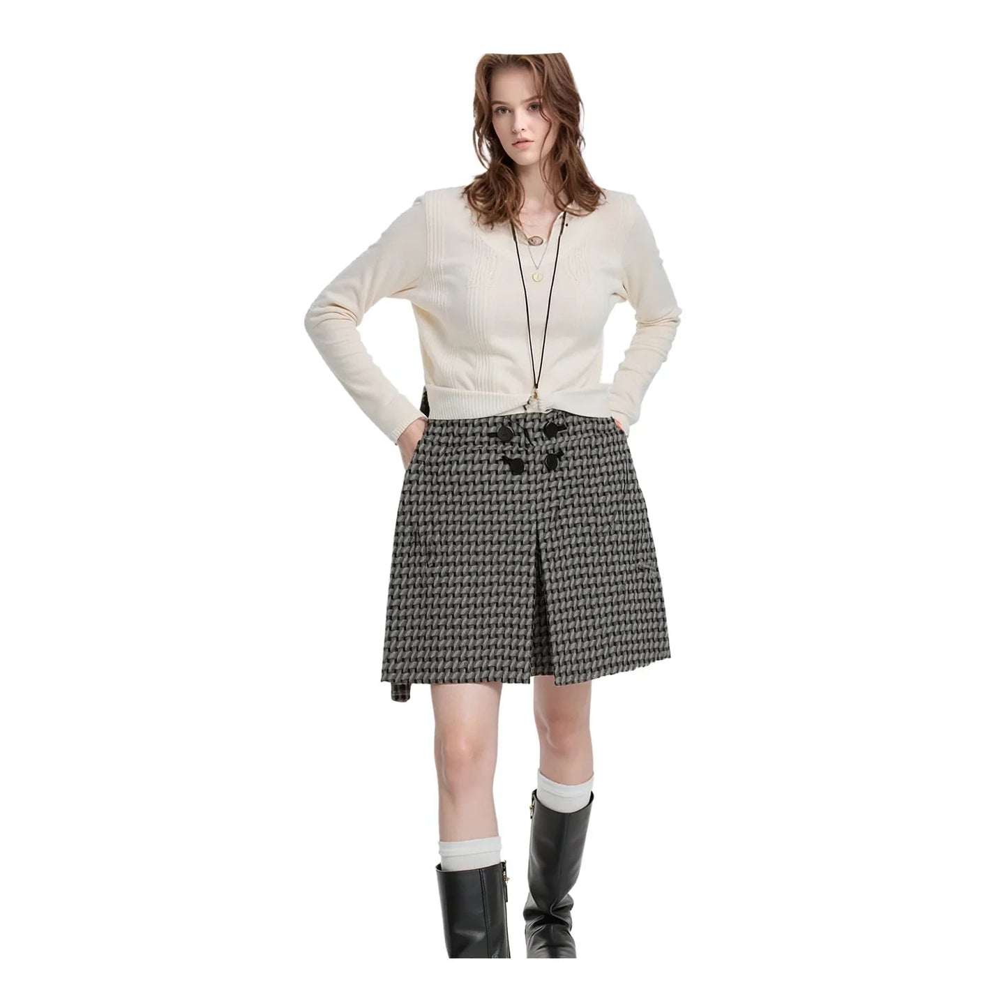 Karen Millen Karen Millen Skirt UK 10 Grey Weave Print Short Pencil Silk Blend Formal Work SKIRT RewearableUK