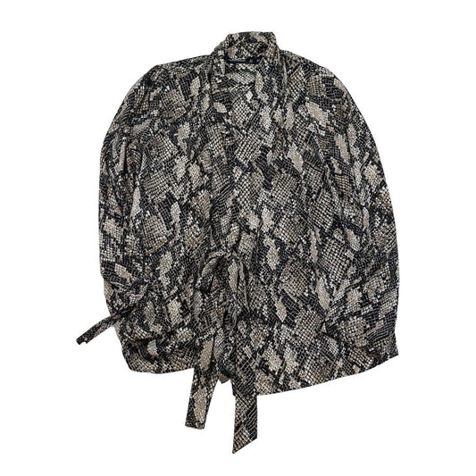 Karen Millen UK10 Snake Print Long Sleeve Wrap Style Formal Casual Blouse Shirt by Karen Millen – | RewearableUK