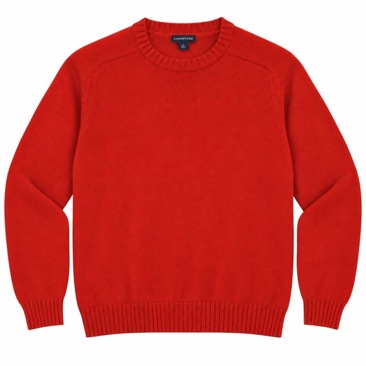 Lands' End Men's Jumper Large Red Crew Neck 100% Cotton – product photo 1 | RewearableUK