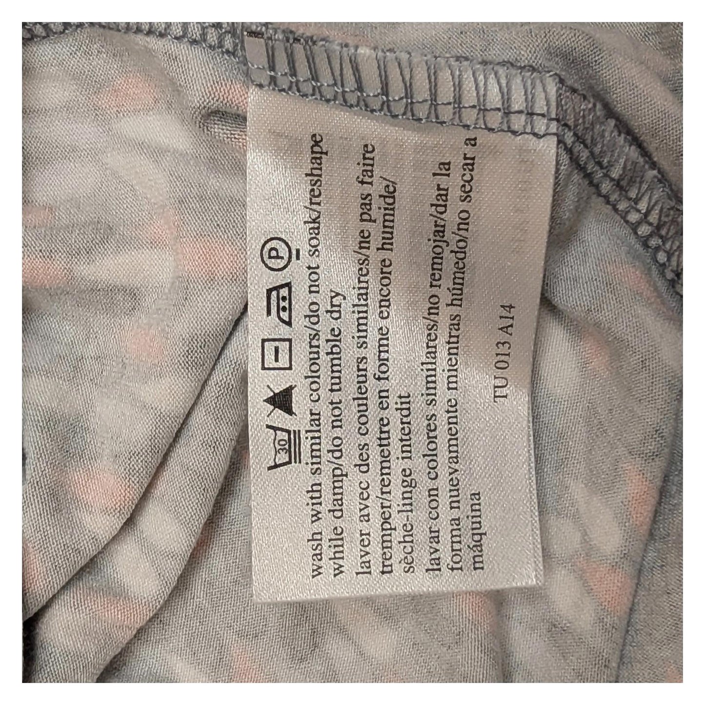 Laura Ashley Top Size UK 18 Grey Orange Raindrop Print Ruched Jersey Short Sleev by Laura Ashley – | RewearableUK