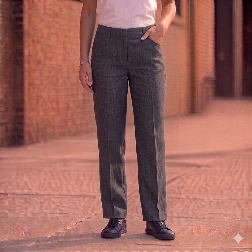 laura ashley womens dark grey wide leg tailored linen trousers uk 10 by Laura Ashley – trousers | RewearableUK