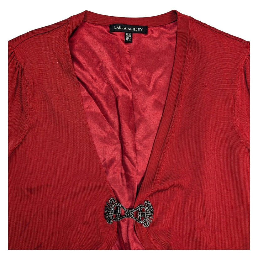 laura ashley womens red cropped cardigan bolero size uk 12 ornate clasp by Laura Ashley – | RewearableUK