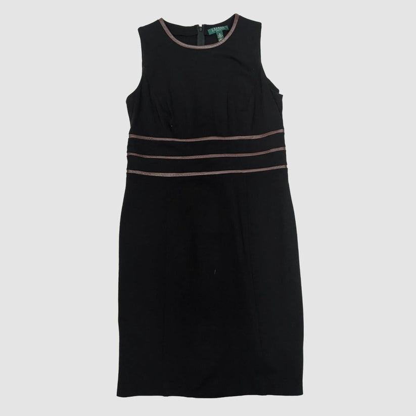 Lauren Ralph Lauren Black Sleeveless Sheath Dress Size 14 Faux Leather Trim by Lauren Ralph Lauren – | RewearableUK