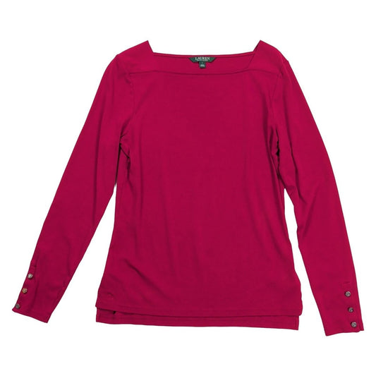 Lauren Ralph Lauren Top Women L Magenta Square Neck Long Sleeve Button Cuff – product photo 1 | RewearableUK