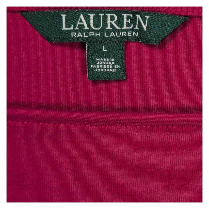 Lauren Ralph Lauren Top Women L Magenta Square Neck Long Sleeve Button Cuff – product photo 3 | RewearableUK