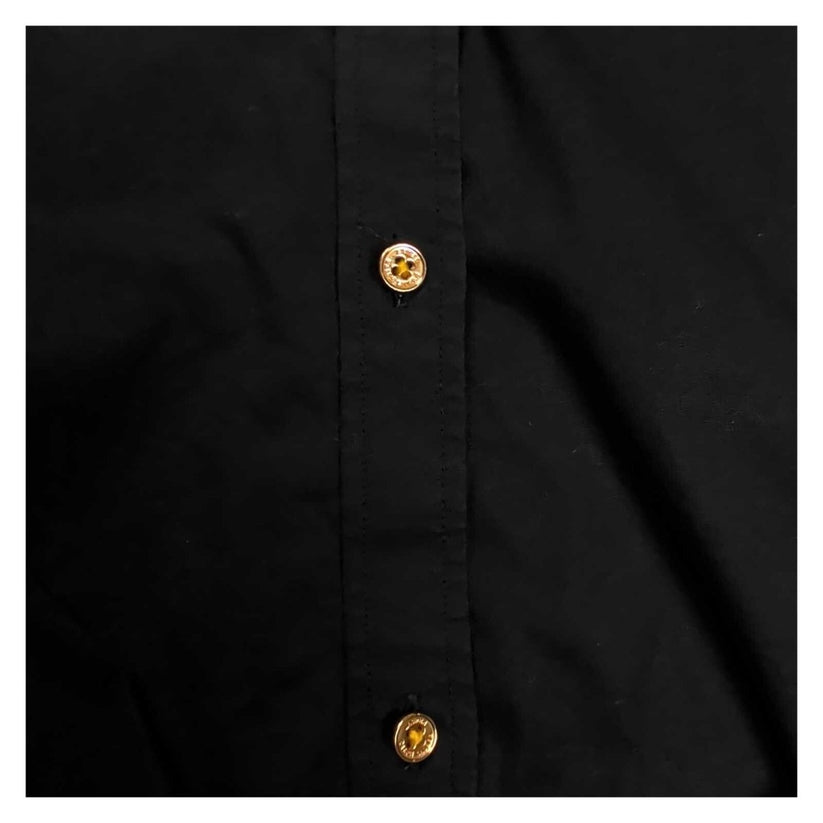 Lauren Ralph Lauren Women's Shirt L Black Stretch Cotton Gold Buttons Logo – product photo 3 | RewearableUK