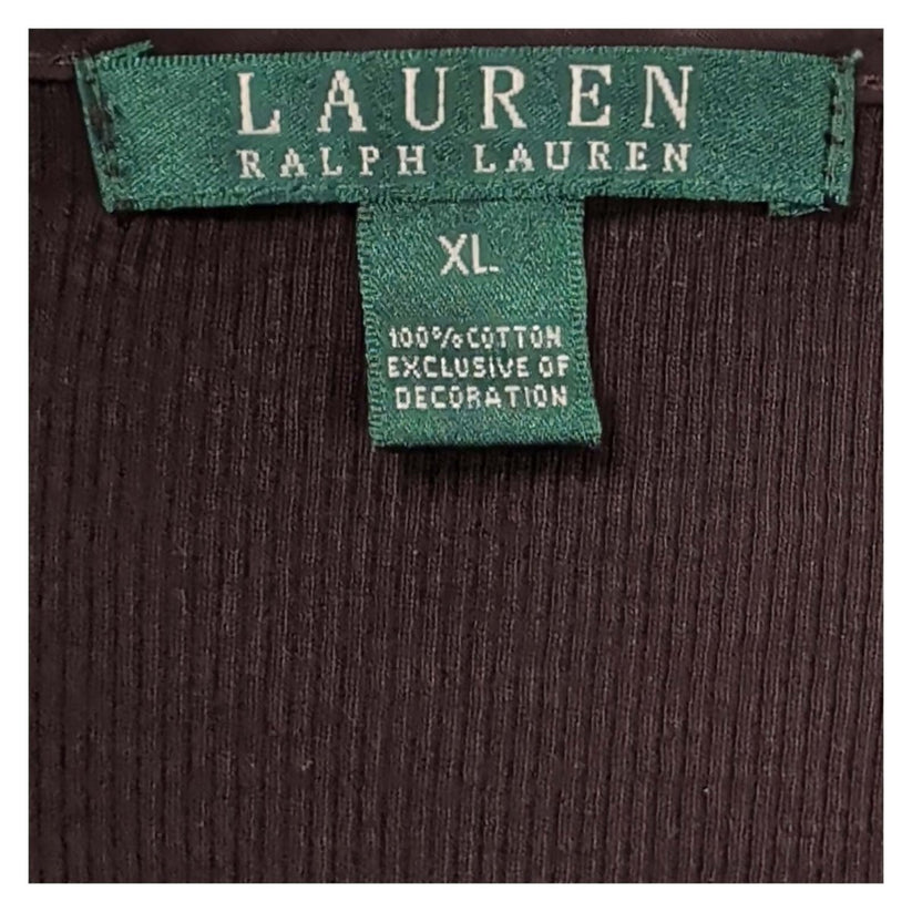 Lauren Ralph Lauren Womens Top XL UK 20-22 Brown Cotton Lace Long Sleeve Henley – product photo 4 | RewearableUK
