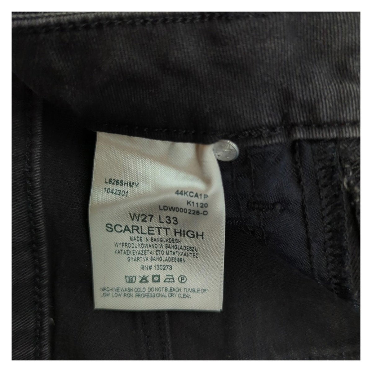Lee Lee Scarlett High Skinny High Waist Jeans Black Women's 27/33 New With Tag JEANS RewearableUK
