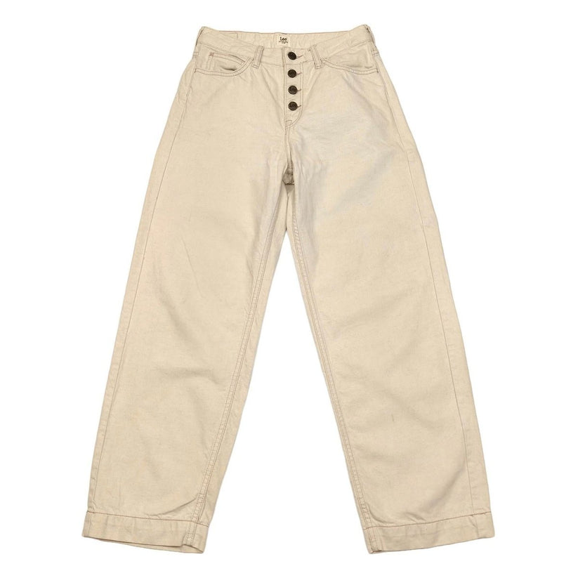 lee women size w26 l33 beige high rise wide leg button fly trousers jeans by Lee – | RewearableUK