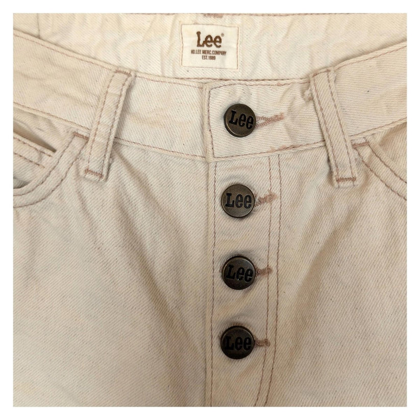 lee women size w26 l33 beige high rise wide leg button fly trousers jeans by Lee – | RewearableUK