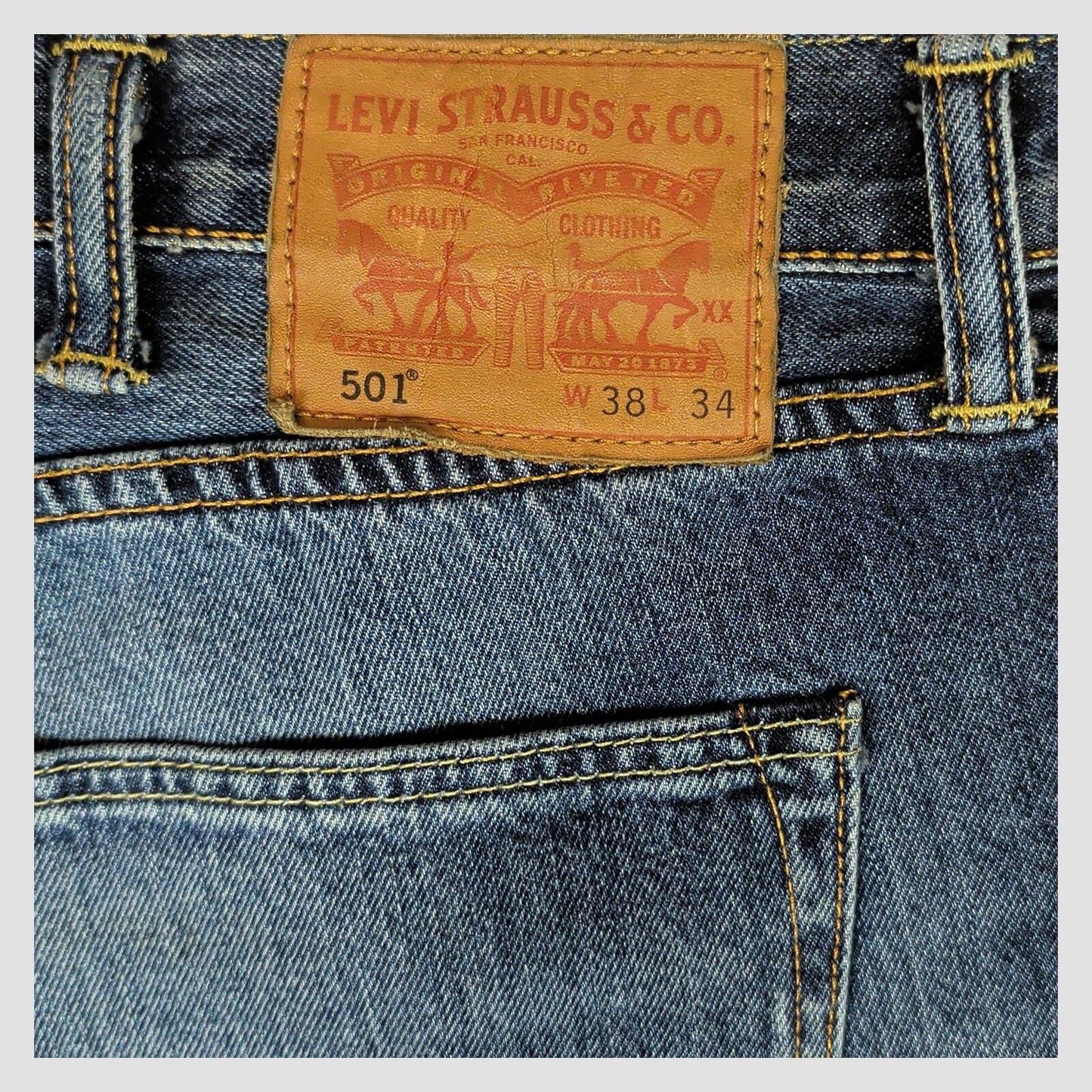 Levi's 501 Mens Jeans W38 L34 Blue Straight Leg Button Fly Denim by Levi's – JEANS | RewearableUK