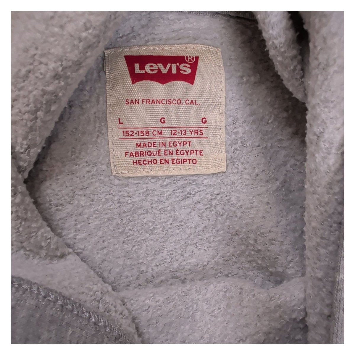 Levi's Boys Hoodie Large Grey Graphic Cotton Polyester Blend – product photo 8 | RewearableUK