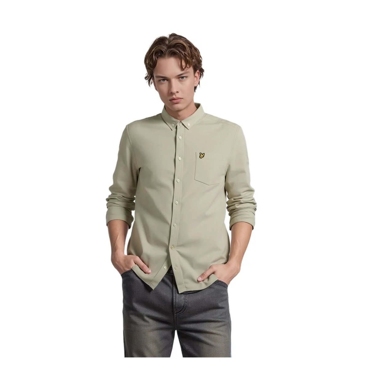Lyle & Scott Lyle & Scott Beige Button - Down Shirt XXL 100% Cotton Casual shirt RewearableUK