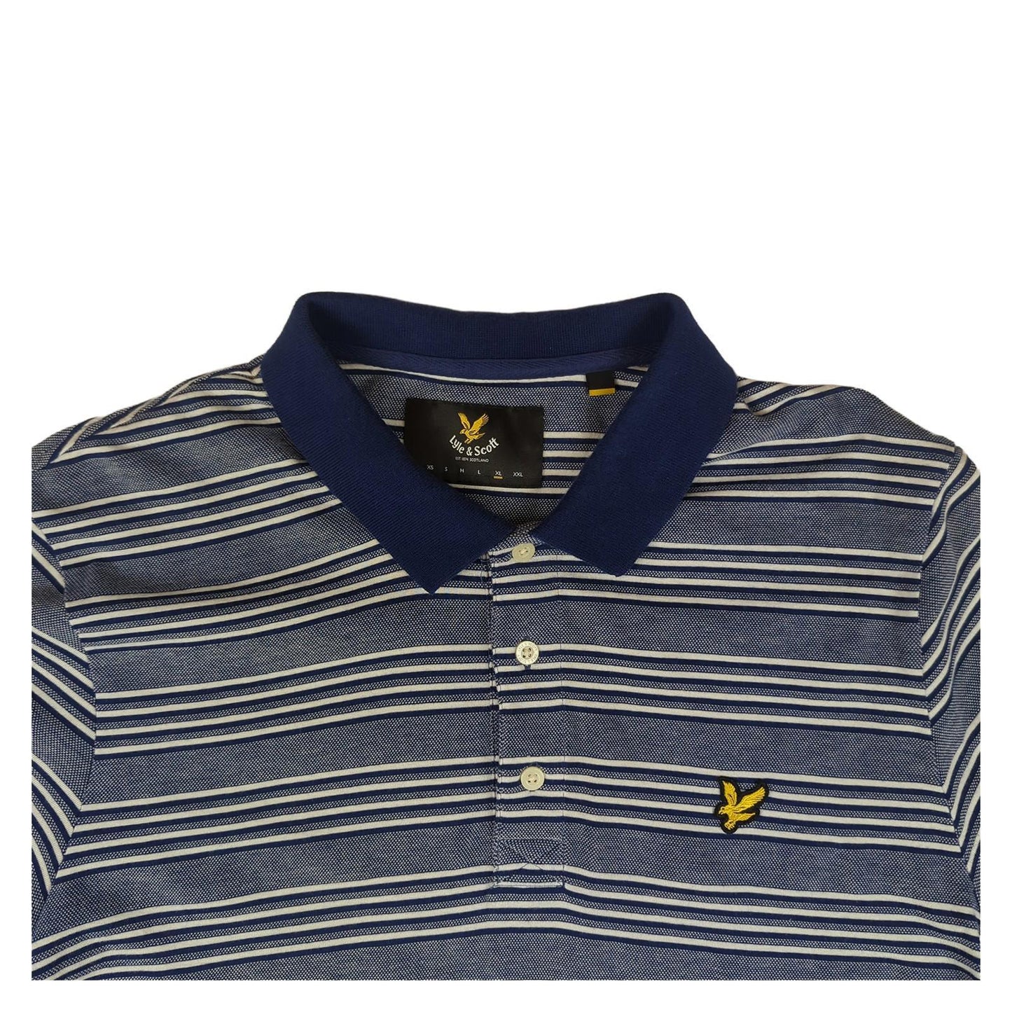 Lyle & Scott Lyle & Scott Fine Stripe Polo Blue Lagoon XL Casual Classic Cotton Tee polo RewearableUK