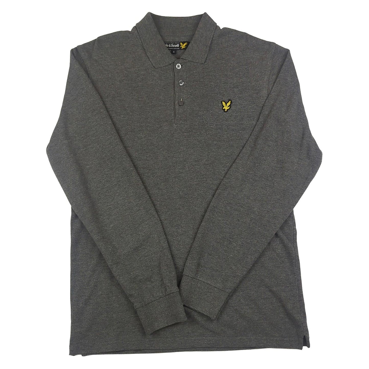 Lyle & Scott Lyle & Scott Mens Polo Shirt Long Sleeve Top Size S Small Grey Cotton Casual Wea POLO RewearableUK