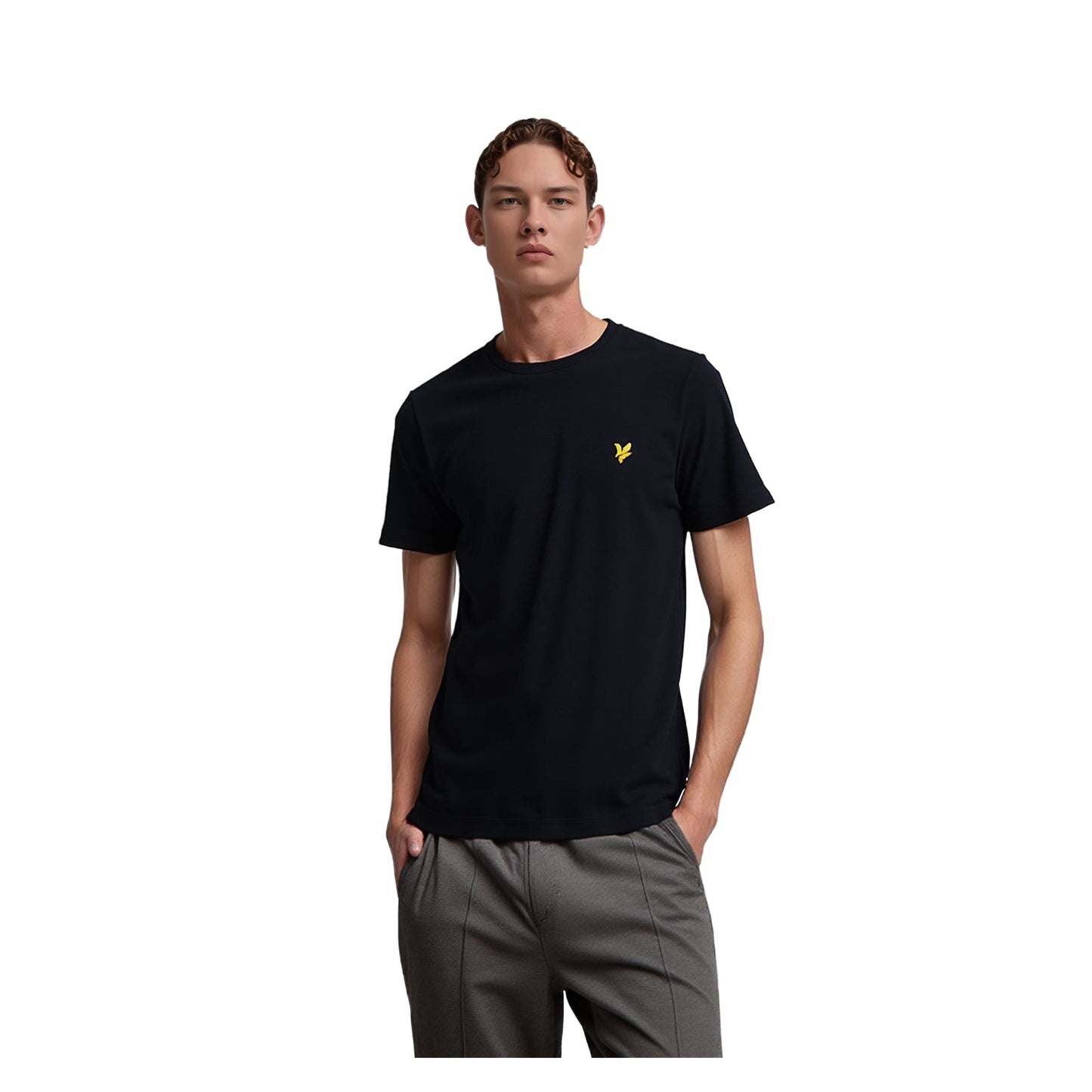 Lyle & Scott Lyle & Scott T-Shirt Mens M Medium Black Crew Neck 100% Cotton Casual Logo Top T-Shirts RewearableUK